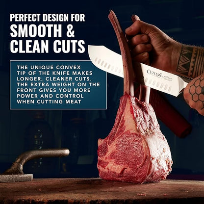 Cutluxe Butcher Knife – 10″ Bullnose Carving Knife, Forged High Carbon German Steel – Full Tang & Razor Sharp – Ergonomic Handle Design – Artisan Series