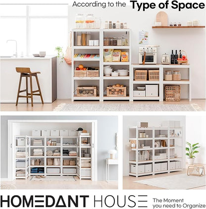 HOMEDANT House 5 Tier 24.4" W Laminated Metal Shelving Unit Adjustable Storage Utility Rack Heavy Duty Shelves Organization Multipurpose Shelf Kitchen Garage Pantry Closet 10 Pack