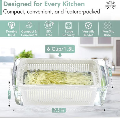 16-in-1 Vegetable Chopper and Slicer with 8 Blades – Veggie Cutter, Dicer, Food Chopper with Container & Lid – Multi-Purpose Kitchen Tool for Easy Meal Prep (Blue)