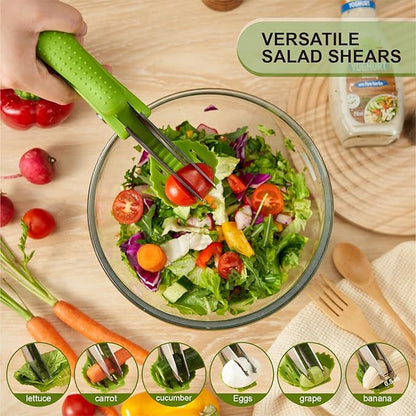 Salad Scissors with Double Blades, Lettuce Chopper for Chopped Salad, Green