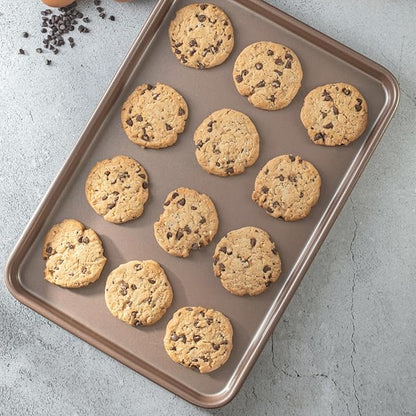 HAPPIELS Nonstick 15x10 inch Baking Sheet Set of 2 | PFOA & BPA Free Non Toxic Carbon Steel 10x15 inches Cookie Sheets | Best Non stick Oven Cooking Pans & Jelly Roll Pan | Best Nontoxic Baking Trays