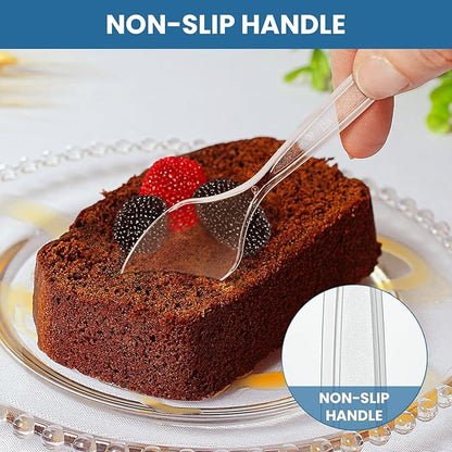 [210 Count] Clear Plastic Utensils 210 Disposable Spoons Silverware Bulk Spoons Bulk Heat Resistant Heavy Duty Silverware