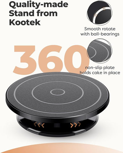 Kootek 71PCs Cake Decorating Kit, Baking Supplies Tools - Includes Cake Stand Turntable, 12 Icing Piping Tips Set, 2 Frosting Spatulas, 3 Scrapers, 50+2 Piping Bags, Coupler, Video Tutorial, Booklet