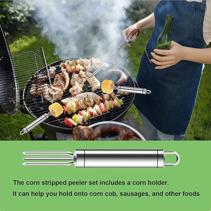 Corn Peeler 3PCS Stainless Steel Corn Stripper, 2025 Upgraded Corn Cob peelers, Corn Peeler for Corn on the Cob, Safe Durable Kitchen Tools for Home, BBQ & Restaurant Use