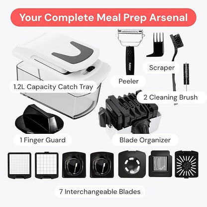 Fullstar The Original Pro Chopper - Vegetable Chopper and Spiralizer, Food Chopper with Container, Fruit Slicer, Kitchen Gadgets & Accessories, Home Essentials (9 in 1, White)