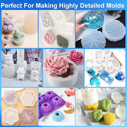 CHANGTIKEJI Silicone Mold Making Kit, 148oz 10A Elastic Liquid Silica Gel for Casting Resin molds and Candle & Soap Mold,Fast Cure Translucent Platinum Silicone Rubber