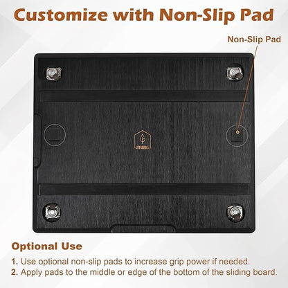 Joy&Grace Appliance Slider for Kitchen Appliances 360° Rolling Sliding Tray for Coffee Maker Countertop, Bamboo Coffee Pot Slider Rolling Tray (Black, Medium 14.5" x 10")