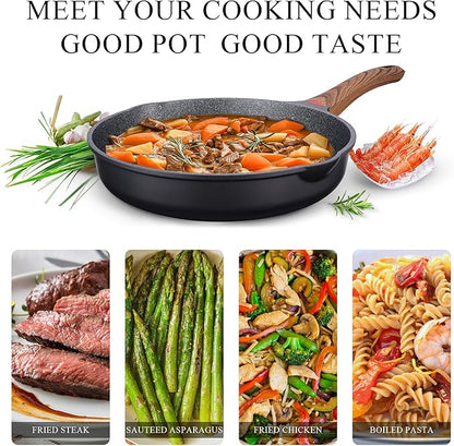 Vinchef Nonstick Frying Pan Anti Scratch,9.5 Inch Skillet Cast Aluminum Cookware, Induction Compatible