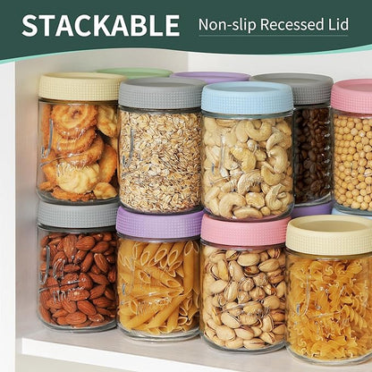 6-Pack 16oz Overnight Oats Containers with Airtight Lids - Glass Mason Jars with Measurement Marks for Yogurt, Meal Prep & Chia Pudding, Stackable & Leakproof