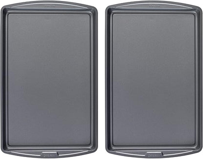 GoodCook Everday Nonstick Carbon Steel 17 x 11-Inch Baking Sheet Set, 2 Pack – Medium Sized Carbon Steel Cooking Pans, Bakeware Set, Cookie Sheets for Baking, Oven Pan Set