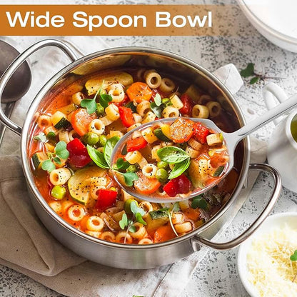 Extra Large Serving Spoons Set 11.7-Inch Serving Slotted Spoon and Serving Spoon 18/8 Stainless Steel Big Serving Utensil for Buffet, Parties, Catering - Dishwasher Safe(2-Pack, Silver)