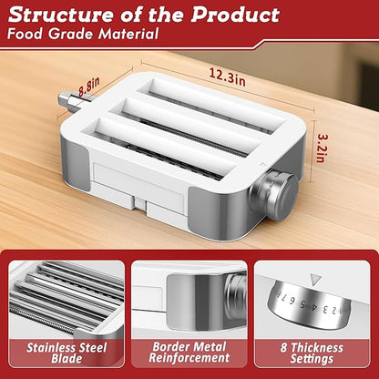 Meat Grinder Pasta Maker Attachment for Kitchenaid Stand Mixers,Set for Kitchenaid Mixer Attachments Includes Metal Food Grinder with Sausage Stuffer Tubes,3 in 1 Pasta Attachment with Dough Cutter