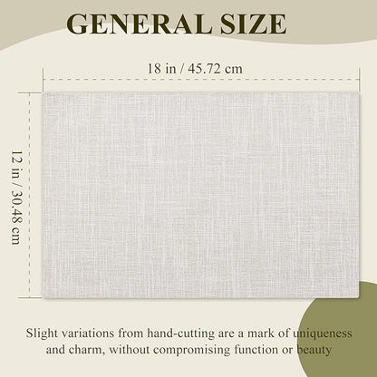KXN Placemats Set of 6, Dual-Layer Thickened Faux Linen Table Mats, Heat Resistant & Wrinkle-Free, Machine Washable Cloth Place Mats for Kitchen Dining Indoor Outdoor (Cream Beige)
