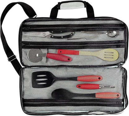 EVERPRIDE Chef Knife Bag Holds 20 Knives PLUS Large Zippered Compartment for Kitchen Tools – Durable, Large Knife Bag for Chefs – Knives Not Included