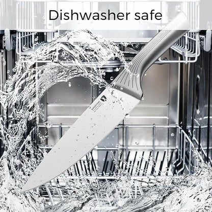 KINGSTONE Kitchen Knife Set with Block, 14 Pcs German Stainless Steel Knife Set with Built-in Sharpener, Dishwasher Safe Knife Block Set(natural, 14pcs)
