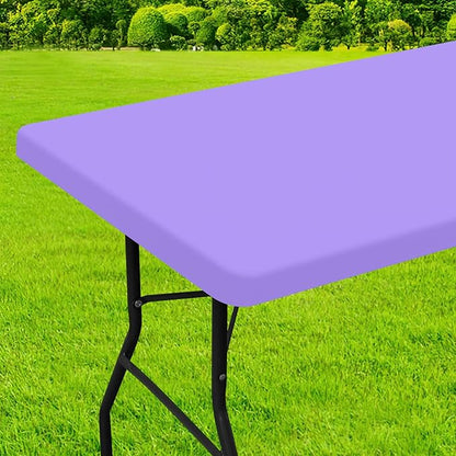 homing Rectangle Table Cloth Cover, Waterproof Polyester Elastic Fitted Tablecloth, Fits for 6 Foot Folding Tables, Washable Table Protector for Picnic, Camping, Outdoor (Lavender, 30" x 72")