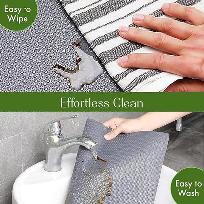 EVALAND 17.7" x 33 FT Non-Slip Shelf Liner, Non-Adhesive, BPA-Free, Waterproof Pantry Liner for Shelves, Easy to Cut, Oil-Proof Shelf Liners for Kitchen, Cabinets, Drawers, Refrigerator, Grey