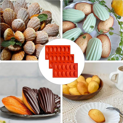 Madeleine Pans for Baking, Non-stick Silicone Madeleine Cookies Trays for Baking, 3Pcs Shell Shape Madeleine Mold Cake Pans (Mini(12-Cavity))