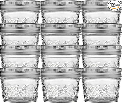 Ball Mason 4oz Quilted Jelly Jars with Lids and Bands, Set of 12