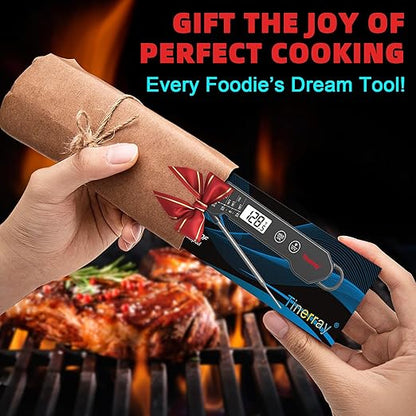 Digital Meat Thermometer for Cooking, Grilling & BBQ - Ultra-Fast Instant Read Thermometer with Waterproof Design,Backlight & Calibration - Perfect for Candy Making, Deep Frying, Turkey, Beef (Black)