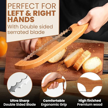 Bread Bow Knife For Homemade Bread Slicer for Homemade Bread 16" Sourdough Bread Dough Tools Knife For Slicing Bagel Wooden Sandwich Cutter Handle Saw manual bread Razor Left Right Hand
