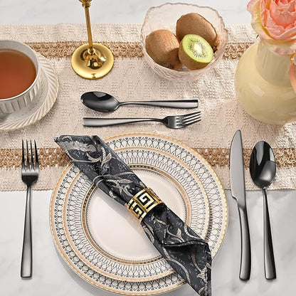 20-Piece Black Silverware Set, Heavy Duty Stainless Steel Flatware Cutlery Set Service for 4, Food-Grade Utensil Sets for Home Restaurant, Dishwasher Safe
