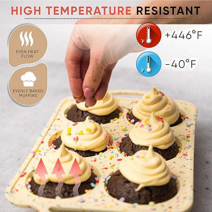 Confetti Silicone Jumbo Muffin Pan 6 Cup–Non-Stick Cupcake Pans for Baking, Heavy-Duty Large Silicone Muffin Pans for Baking, BPA-Free, Easy-Release, Oven & Dishwasher Safe