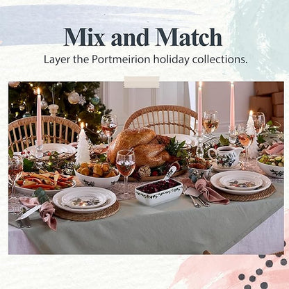 Portmeirion Holly and Ivy 7.25" Bread & Butter Plate (Set of 4) - Earthenware Side Plates, Holly Design - Festive Christmas Tableware - Microwave, Oven, Freezer, Dishwasher Safe - Holiday Dishware