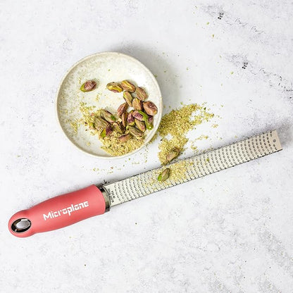 Premium Classic Series Zester - Lipstick Pink | Lemon Zester tool, Hard Cheese & Vegetable Grater | For Citrus, Parmesan Cheese, Garlic, Ginger, Nutmeg | Fine Stainless Steel Blade, Made in USA