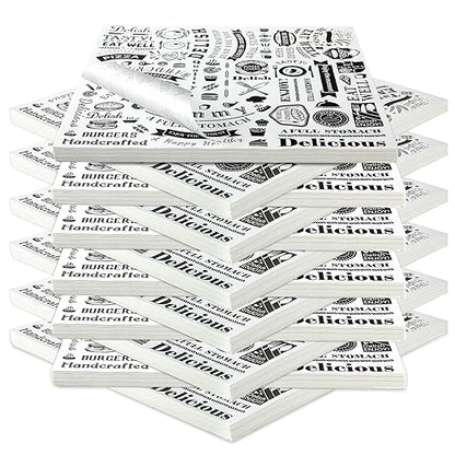 Outus 2400 Pcs 12 x 12 Inch Deli Wax Paper Sheets Grease Resistant Tray Basket Liners Newsprint Paper Water and Grease Proof Sandwich Wrapping Square Hot Dog Wrappers for Food Baking (White)
