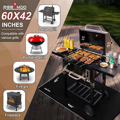 Large 60 x 42 Inch Under Grill Mats for Outdoor Grill,Double-Sided Fireproof/Waterproof/Oil-Proof Grill Pad,BBQ Mats for Outdoor Grill,Indoor Fireplace/Fire Pit Mat,Deck/Patio/Lawn Protector
