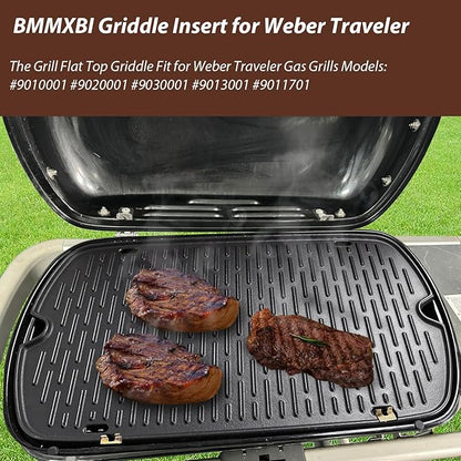 Griddle for Weber Traveler Grill 9010001 9020001 9030001, 7034 Cast Iron Griddle Insert Replacement Parts for Weber Traveler 9013001 9011701 Flat Top Griddle Accessories with Carry Bag
