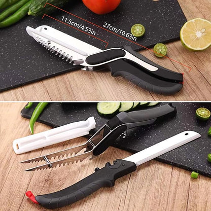 Vegetable Scissors Slicer Cutter,Quick Release/Install Kitchen Shears Cutting Board Knife Combo for Veggie,Carrots,cucumbers,potatoes,Barbecue Dishwasher Safe (Black)