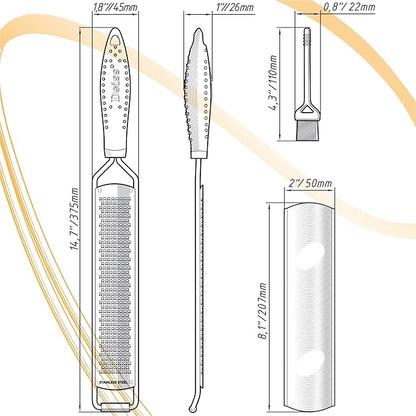 Deiss PRO Lemon Zester & Heavy Duty Cheese Grater & Vegetable Grater — Parmesan Cheese, Lemon, Garlic, Nutmeg, Chocolate, Fruits, Vegetables, Ginger Grater - Stainless Steel Cheese Shredder - Black