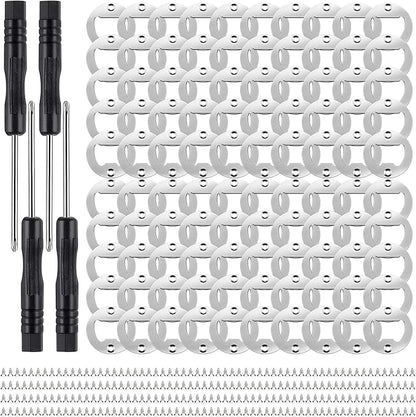 100 Set DIY Bottle Opener Hardware - Stainless Steel Metal Bottle Opener Insert Kits (Silver, 100 Set)
