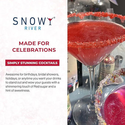 Snowy River Red, Cocktail & Margarita Sugar Rimmer - Vibrant Color Glass Rimming Sugar with Medium Crystal Texture - 80oz