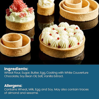 Cambie Square Vanilla Tart Shells, French Style Tart Shells, White Chocolate Coating (Round, 1 Count (Pack of 1))