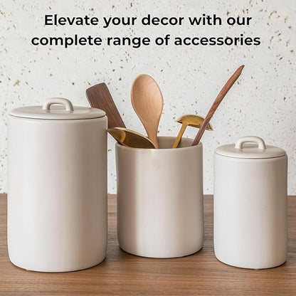 Ceramic Food Storage Jars, 108 Oz, Airtight Lid Handle, Kitchen Canisters for Grounds Coffee, Coffee Pods, Tea, Flour, Sugar, Rice, Pantry Organization or Kitchen Countertop Containers set