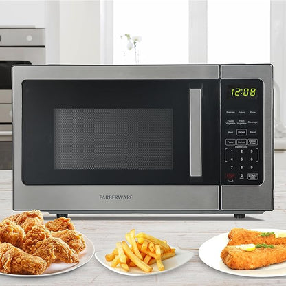 Farberware FM09WEISS Microwave, 0.9 Cu. Ft, Stainless Steel