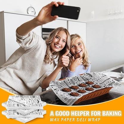 1000 Pcs 12 x 12 Inch Deli Wax Paper Sheets Grease Resistant Tray Basket Liners Newsprint Paper Water and Grease Proof Sandwich Wrapping Square Hot Dog Wrappers for Food Baking (White)