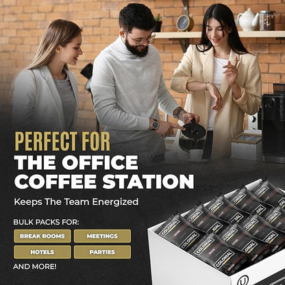 Colonial Coffee 100 Count Single Pot Coffee Packets – 100% Arabica Donut Shop Blend Medium Roast | Pre-Measured Frac Packs for 12 Cup Maker | Bulk Ground Gourmet Coffee for Home & Office