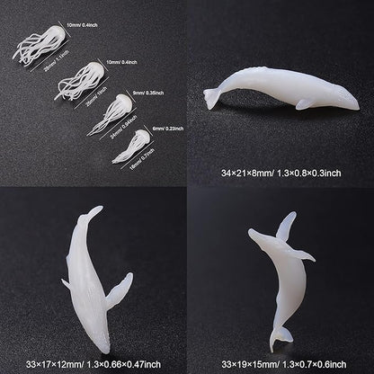Woohome 16 PCS Jewelry Making Supplies - Resin Moulds & Fillers, 3D Mini Cruise Ship Whale Jellyfish Diver Moulds for Art Resin Crafts
