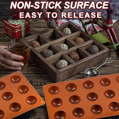 Small 15-Cavity Semi Sphere Silicone Molds Non-Stick,2 Packs Half Sphere Silicone Baking Molds for Making Jelly, Chocolates and Cake