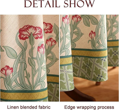 patdrea Designer Vintage Round Table Cloth,Anti-Wrinkle Leaves Pattern Green Tablecloth,Linen Table Cover Fall Decor for Kitchen Dining Christmas,Party,Thanksgiving,Diameter 55"-Cecilia D