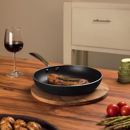 Vasconia Urban 12" Nonstick Frying Pan (Black) - Advanced Nonstick Coating Aluminum Skillet with Fast Cool Handle - Grill Oven Dishwasher Safe up to 475°F Cooking Pans for Most Stovetops