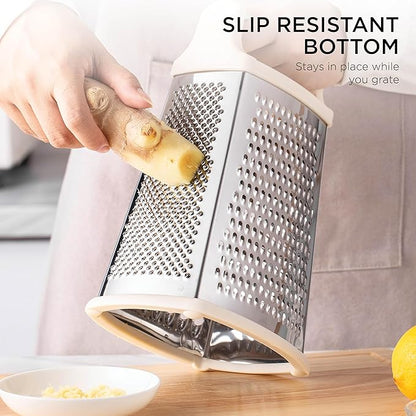 Rae Dunn Everyday Collection Multifunction Grater- Stainless Steel Grater and Zester for Cheese, Spices, Vegetables, Cream