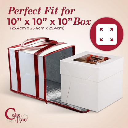 Cakebon 10-Inch Insulated Cake Bag with Ice Pack Sheets – Premium Cooling Solution for Cakes, Pastries & Cupcakes – Durable, Reusable, Moisture-Proof Design for Bakers & Food Deliveries (1-pack)