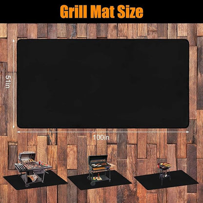 100x51 Inches Extra Large Grill Mat for Outdoor Grill - Fireproof Deck and Patio Protector, Waterproof and Oil-Proof Barbecue Grill Mat