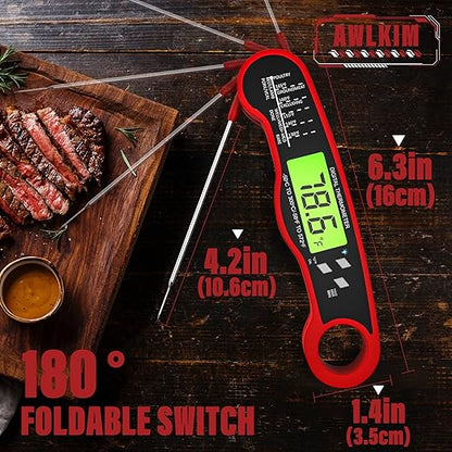 Digital Meat Thermometer for Cooking - IP67 Waterproof Kitchen Thermometer with Backlight and Hold, Fast Instant Read Thermometer, Candy Making, Outside Grill, Stocking Stuffers for Men-2 Pack