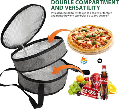 Aufind 12" 2 Pack Pie Carrier with Lid and Insulated Food Carrying Case Bag, Reusable Food Storage Containers for Pies, Cheesecake, Pizza, Nuts Fruit